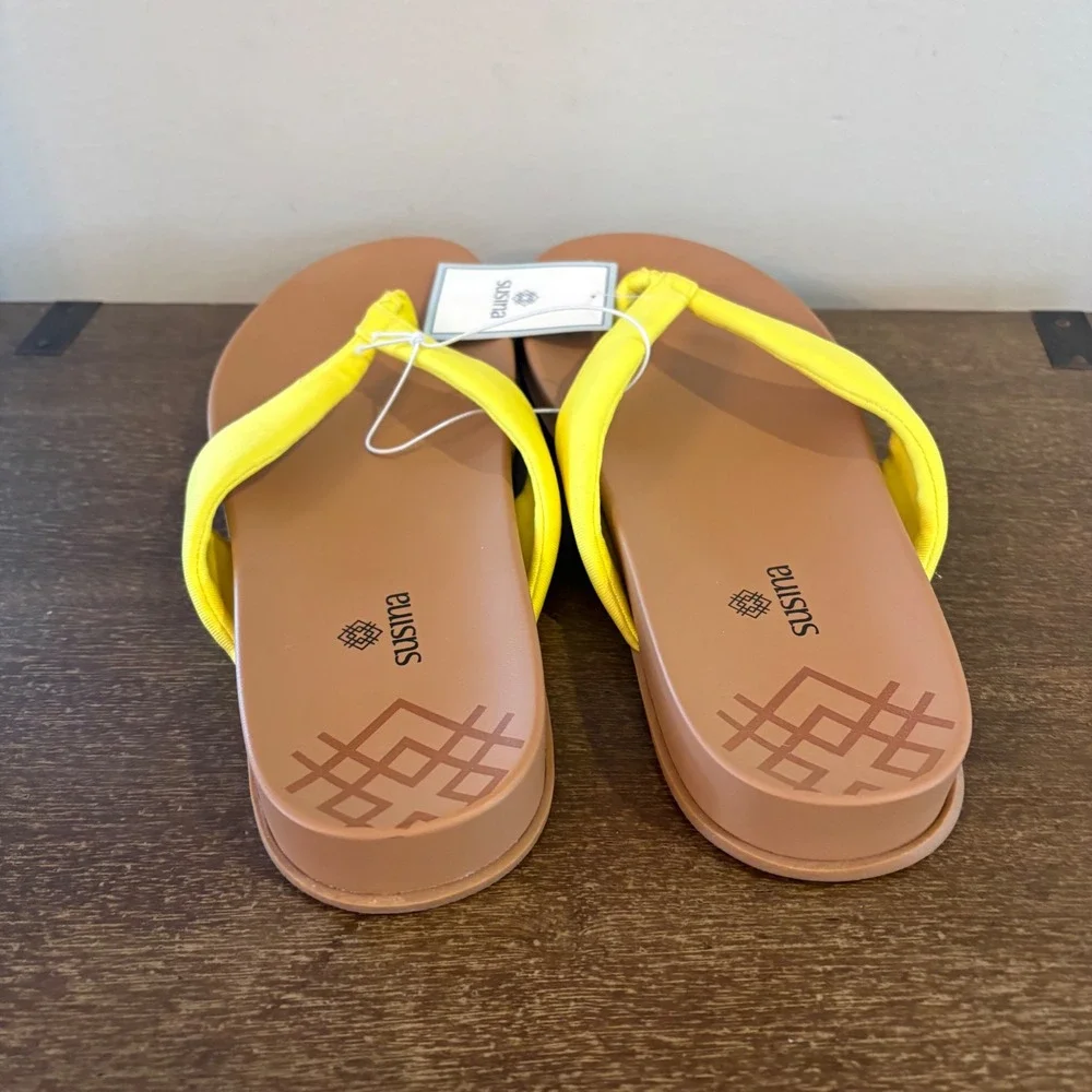 Susina Ariele-Fab Women Yellow Fabric Thong‎ Flip Flop Sandals Size 11M New